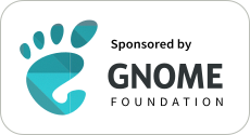 A rectangular badge spelling &ldquo;Sponsored by the GNOME Foundation&rdquo;